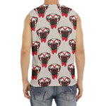 Red Glasses Pug Pattern Print Men's Fitness Tank Top