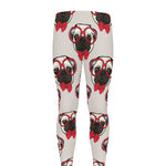 Red Glasses Pug Pattern Print Men's leggings