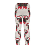 Red Glasses Pug Pattern Print Men's leggings
