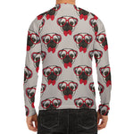 Red Glasses Pug Pattern Print Men's Long Sleeve Rash Guard