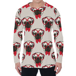 Red Glasses Pug Pattern Print Men's Long Sleeve T-Shirt