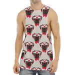 Red Glasses Pug Pattern Print Men's Muscle Tank Top