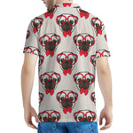 Red Glasses Pug Pattern Print Men's Polo Shirt