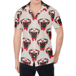 Red Glasses Pug Pattern Print Men's Shirt