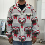 Red Glasses Pug Pattern Print Men's Shirt Jacket