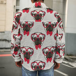 Red Glasses Pug Pattern Print Men's Shirt Jacket