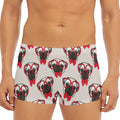 Red Glasses Pug Pattern Print Men's Short Boxer Briefs