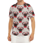 Red Glasses Pug Pattern Print Men's Short Sleeve Rash Guard