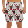Red Glasses Pug Pattern Print Men's Split Running Shorts