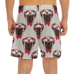 Red Glasses Pug Pattern Print Men's Split Running Shorts