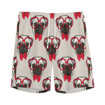 Red Glasses Pug Pattern Print Men's Sports Shorts