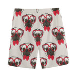 Red Glasses Pug Pattern Print Men's Sports Shorts