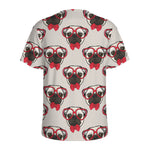 Red Glasses Pug Pattern Print Men's Sports T-Shirt
