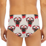 Red Glasses Pug Pattern Print Men's Triangle Swim Briefs