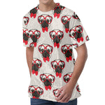 Red Glasses Pug Pattern Print Men's Velvet T-Shirt