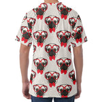 Red Glasses Pug Pattern Print Men's Velvet T-Shirt