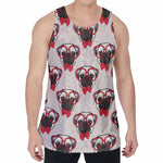 Red Glasses Pug Pattern Print Men's Velvet Tank Top