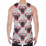 Red Glasses Pug Pattern Print Men's Velvet Tank Top