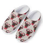 Red Glasses Pug Pattern Print Mesh Casual Shoes