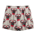 Red Glasses Pug Pattern Print Mesh Shorts