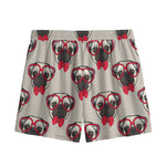 Red Glasses Pug Pattern Print Mesh Shorts
