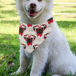 Red Glasses Pug Pattern Print Over The Collar Dog Bandana