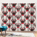 Red Glasses Pug Pattern Print Pencil Pleat Curtains