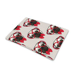 Red Glasses Pug Pattern Print Pet Cooling Mat Cover