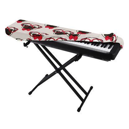 Red Glasses Pug Pattern Print Piano Keyboard Cover