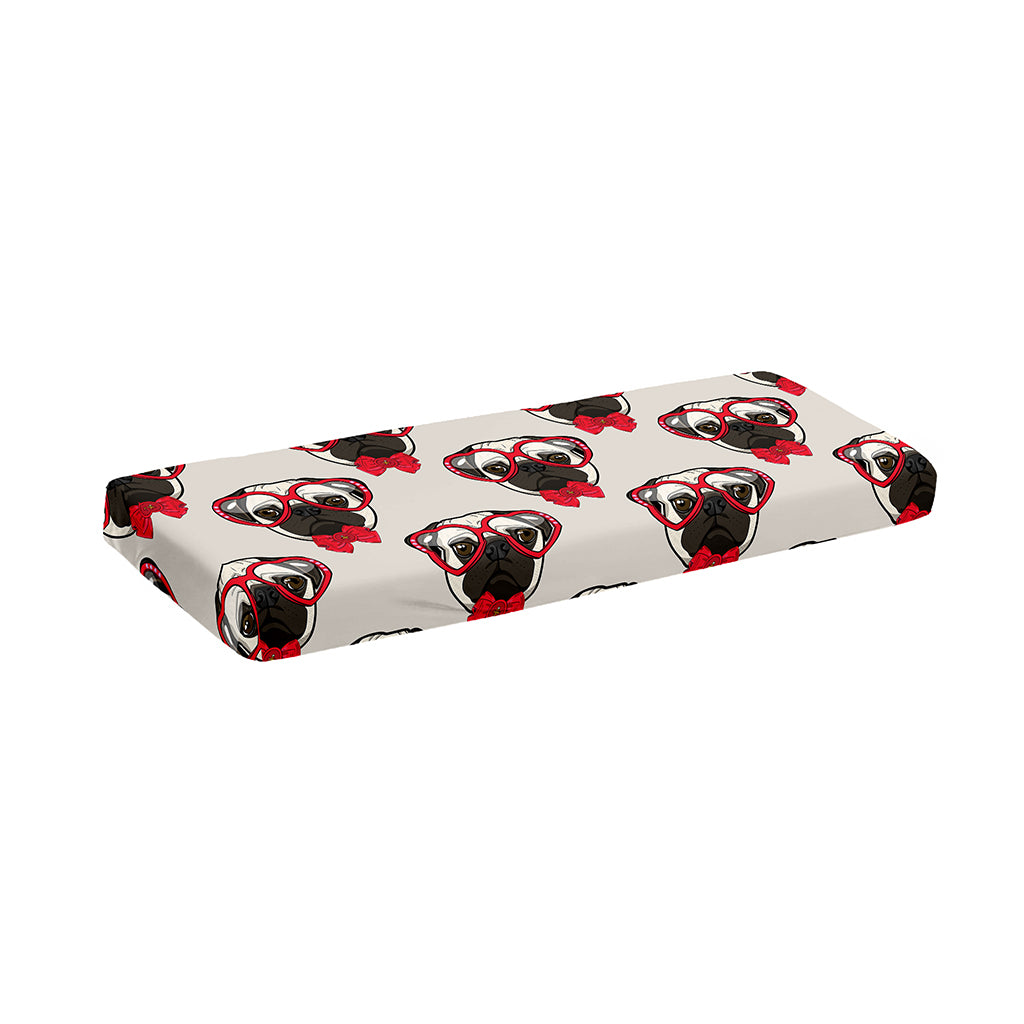 Red Glasses Pug Pattern Print Piano Keyboard Cover