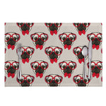 Red Glasses Pug Pattern Print Placemat