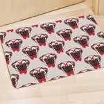 Red Glasses Pug Pattern Print Polyester Doormat