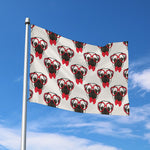 Red Glasses Pug Pattern Print Polyester Flag