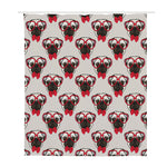 Red Glasses Pug Pattern Print Polyester Shower Curtain