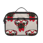 Red Glasses Pug Pattern Print Portable Lunch Bag