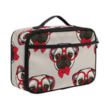 Red Glasses Pug Pattern Print Portable Lunch Bag