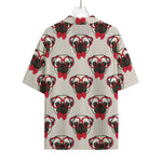 Red Glasses Pug Pattern Print Rayon Hawaiian Shirt
