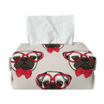 Red Glasses Pug Pattern Print Rectangle Tissue Box Cover