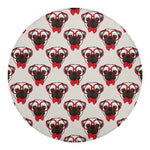 Red Glasses Pug Pattern Print Round Blanket