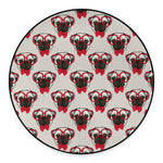 Red Glasses Pug Pattern Print Round Floor Mat