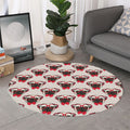 Red Glasses Pug Pattern Print Round Rug