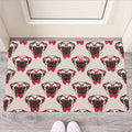 Red Glasses Pug Pattern Print Rubber Doormat