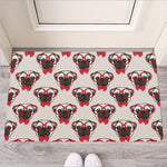 Red Glasses Pug Pattern Print Rubber Doormat