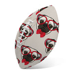 Red Glasses Pug Pattern Print Rugby Ball