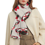 Red Glasses Pug Pattern Print Scarf