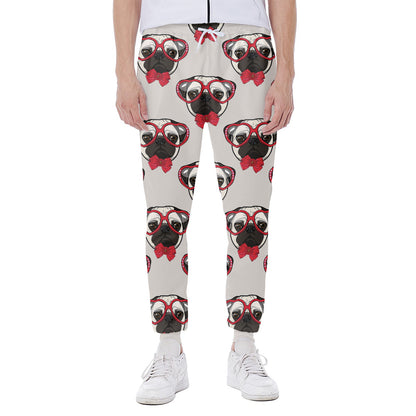 Red Glasses Pug Pattern Print Scuba Joggers