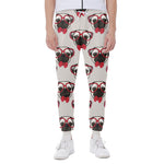 Red Glasses Pug Pattern Print Scuba Joggers