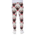 Red Glasses Pug Pattern Print Scuba Joggers