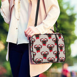 Red Glasses Pug Pattern Print Shoulder Strap Bible Bag