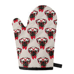 Red Glasses Pug Pattern Print Single Oven Mitt
